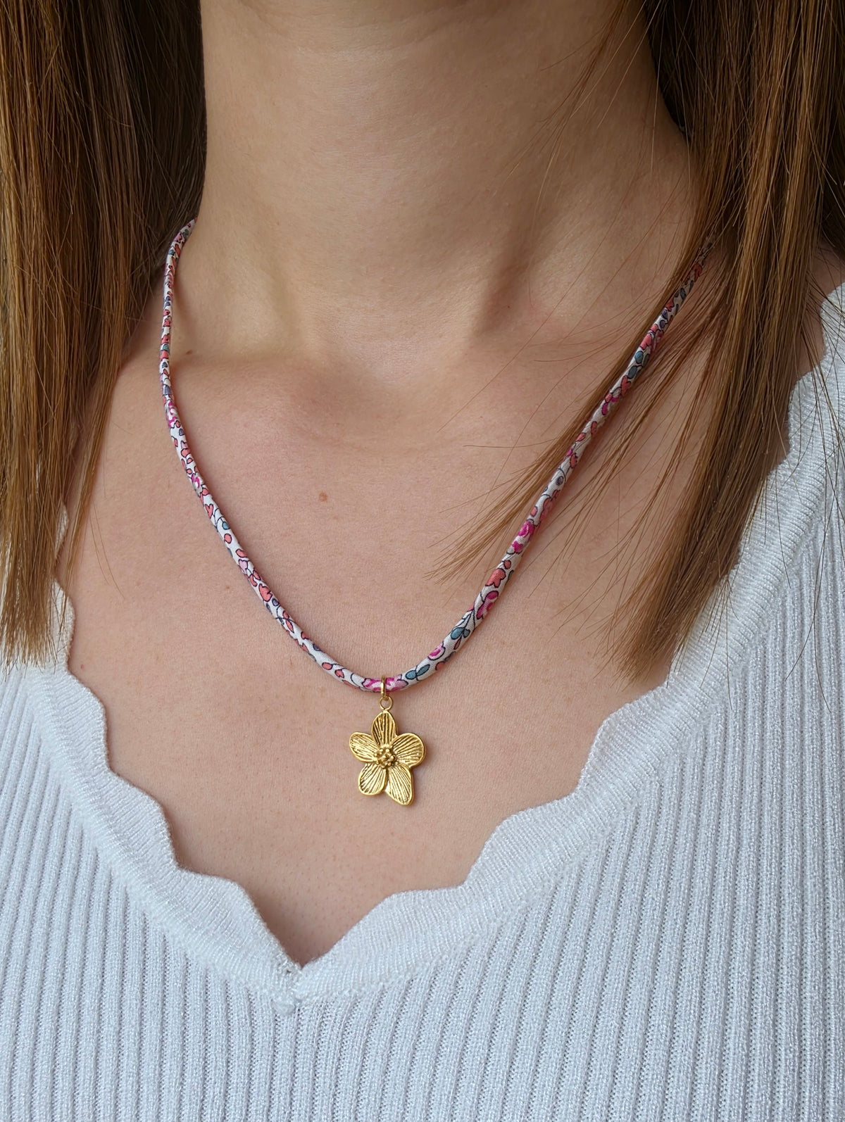 Collier Liberty rose & fleur